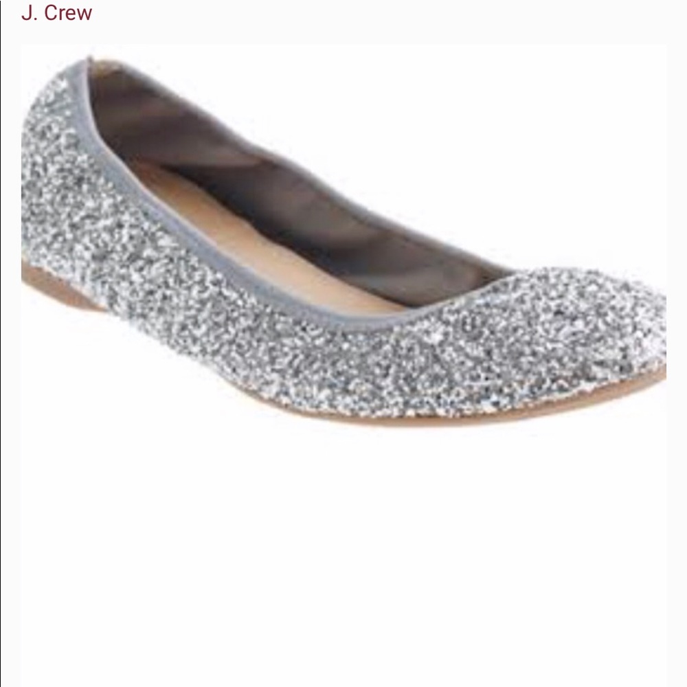 J.CREW /LULA GLITTER BALLET FLAT/ METALLIC SILVER